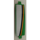 LEGO Bright Green Curved Panel 13 x 2 x 3 with Pin Holes with white, black an yellow stripes left side Sticker (18944)