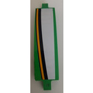 LEGO Bright Green Curved Panel 13 x 2 x 3 with Pin Holes with white, black an yellow stripes right side Sticker (18944)