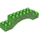 LEGO Bright Green Duplo Arch Brick 2 x 10 x 2 with Girder Pattern (51704 / 60831)