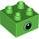 LEGO Leuchtend grün Duplo Backstein 2 x 2 mit Eye looking Links (37396 / 37397)