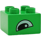 LEGO Bright Green Duplo Brick 2 x 2 with slanted eye (3437)