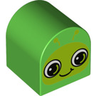 LEGO Bright Green Duplo Brick 2 x 2 x 2 with Curved Top with Caterpillar / Snail Face (3664 / 15989)