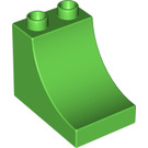 LEGO Leuchtend grün Duplo Backstein 2 x 3 x 2 mit Gebogen Ramp (2301)