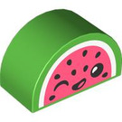 LEGO Bright Green Duplo Brick 2 x 4 x 2 with Curved Top with Watermelon Face (31213 / 101567)