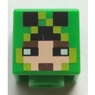LEGO Leuchtend grün Figure Kopf mit Kapuze mit Creeper Augen (Einbau-Vollbolzen) (19729)