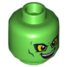 LEGO Bright Green Green Goblin with Bright Green Skin and Pumpkin Belt Minifigure Head (Recessed Solid Stud) (3626 / 21118)