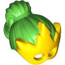 LEGO Bright Green Hair with Ponytail and Yellow Pointed Mask (106601)