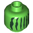 LEGO Leuchtend grün Kopf mit Dark Green Vertikale Streifen (Einbau-Vollbolzen) (3626 / 77709)