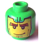 LEGO Fel groen Minifigure Hoofd met Decoratie (Veiligheids Stud) (3626)