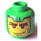 LEGO Verde brillante Minifigure Testa con Decorazione (Perno di sicurezza) (3626)