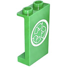 LEGO Bright Green Panel 1 x 2 x 3 with Recycling Sticker with Side Supports - Hollow Studs (74968 / 87544)