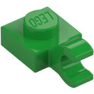 LEGO Leuchtendes Grün Platte 1 x 1 mit Horizontaler Clip (Dick geöffneter O-Clip) (52738 / 61252)