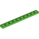 LEGO Leuchtend grün Platte 1 x 10 (4477)