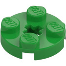 LEGO Bright Green Plate 2 x 2 Round with Axle Hole (with '+' Axle Hole) (4032)