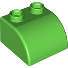 LEGO Leuchtend grün Quatro Backstein 2x2 mit Curve (49465)