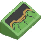 LEGO Leuchtend grün Steigung 1 x 2 (31°) mit Panel Aufkleber (85984)