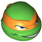 LEGO Verde brillante Teenage Mutant Ninja Turtles Testa con Michelangelo Arancione Maschera e Sneer (17828)