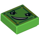 LEGO Bright Green Tile 1 x 1 with Green Kryptomite Face with Groove (3070 / 29404)