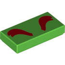 LEGO Leuchtend grün Fliese 1 x 2 mit Eyebrows mit Nut (3069 / 79879)