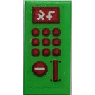 LEGO Leuchtend grün Fliese 1 x 2 mit payphone Muster Aufkleber mit Nut (3069)