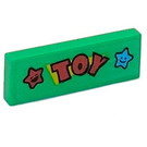 LEGO Bright Green Tile 1 x 3 with Toy Sticker (63864)