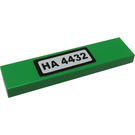 LEGO Bright Green Tile 1 x 4 with "HA 4432" Sticker (2431 / 91143)
