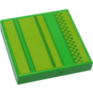LEGO Bright Green Tile 2 x 2 with Green  / Lime Lines with Groove (3068)