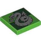 LEGO Bright Green Tile 2 x 2 with Slytherin Symbol with Groove (3068 / 106250)