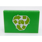 LEGO Fel groen Tegel 2 x 3 met Recycling logo Sticker (26603)