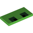 LEGO Bright Green Tile 2 x 4 with Minecraft black eye pixels (87079)