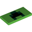 LEGO Bright Green Tile 2 x 4 with Minecraft Creeper Mouth (87079)