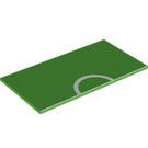 LEGO Fel groen Tegel 8 x 16 met Half-Cirkel Soccer Field Marking met onderbuizen, getextureerde bovenkant (90498 / 101350)