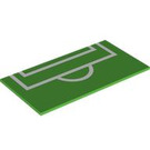LEGO Fel groen Tegel 8 x 16 met Penalty Area Soccer Field Marking met onderbuizen, getextureerde bovenkant (90498 / 101348)