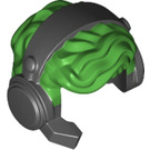 LEGO Fel groen Tousled Haar met Zwart Headset met Microphone (35741)