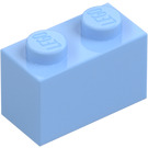 LEGO Klar Ljusblå Kloss 1 x 2 med bottenrör (3004 / 93792)