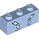 LEGO Bright Light Blue Brick 1 x 3 with Face with White Eyes and Eyebrows 'Ice King' (3622 / 32734)