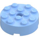 LEGO Bright Light Blue Brick 4 x 4 Round with Hole (87081)