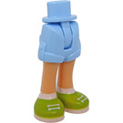 LEGO Bright Light Blue Hip with Rolled Up Shorts with Bright Green shoes with Thin Hinge (36198)