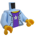 LEGO Bright Light Blue Hoodie Torso with Dark Purple Shirt with Star (973 / 76382)