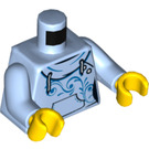 LEGO Helder Lichtblauw Hoodie met Voorkant Pocket en Blauw Swirls Female Torso (973 / 76382)