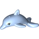 LEGO Helder Lichtblauw Springen Dolfijn met Onderzijde As Houder met Groot Ogen en Eyelashes Amandelvormige ogen (13392 / 90205)