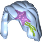 LEGO Helder lichtblauw Halflang haar met zijscheiding met Zeester en Groen (16059 / 85974)
