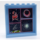 LEGO Bright Light Blue Panel 1 x 6 x 5 with Celestial Phenomena Sticker (59349)