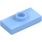 LEGO Bright Light Blue Plate 1 x 2 with 1 Stud (with Groove and Bottom Stud Holder) (15573 / 78823)