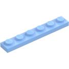 LEGO Helder lichtblauw Plaat 1 x 6 (3666)