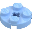 LEGO Bright Light Blue Plate 2 x 2 Round with Axle Hole (with 'X' Axle Hole) (4032)