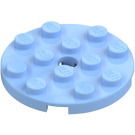 LEGO Bright Light Blue Plate 4 x 4 Round with Hole and Snapstud (60474)