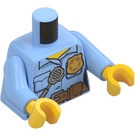 LEGO Leuchtendes Hellblau Polizei Hemd mit Gürtel, Radio und Abzeichen Weiblich Torso (973 / 76382)