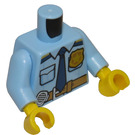 LEGO Helder Lichtblauw Politie Shirt met Riem, Tie en Badge Torso (973 / 76382)