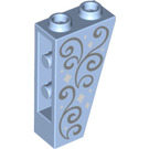 LEGO Bright Light Blue Slope 1 x 2 x 3 (75°) Inverted with Silver Swirls (2449 / 24930)